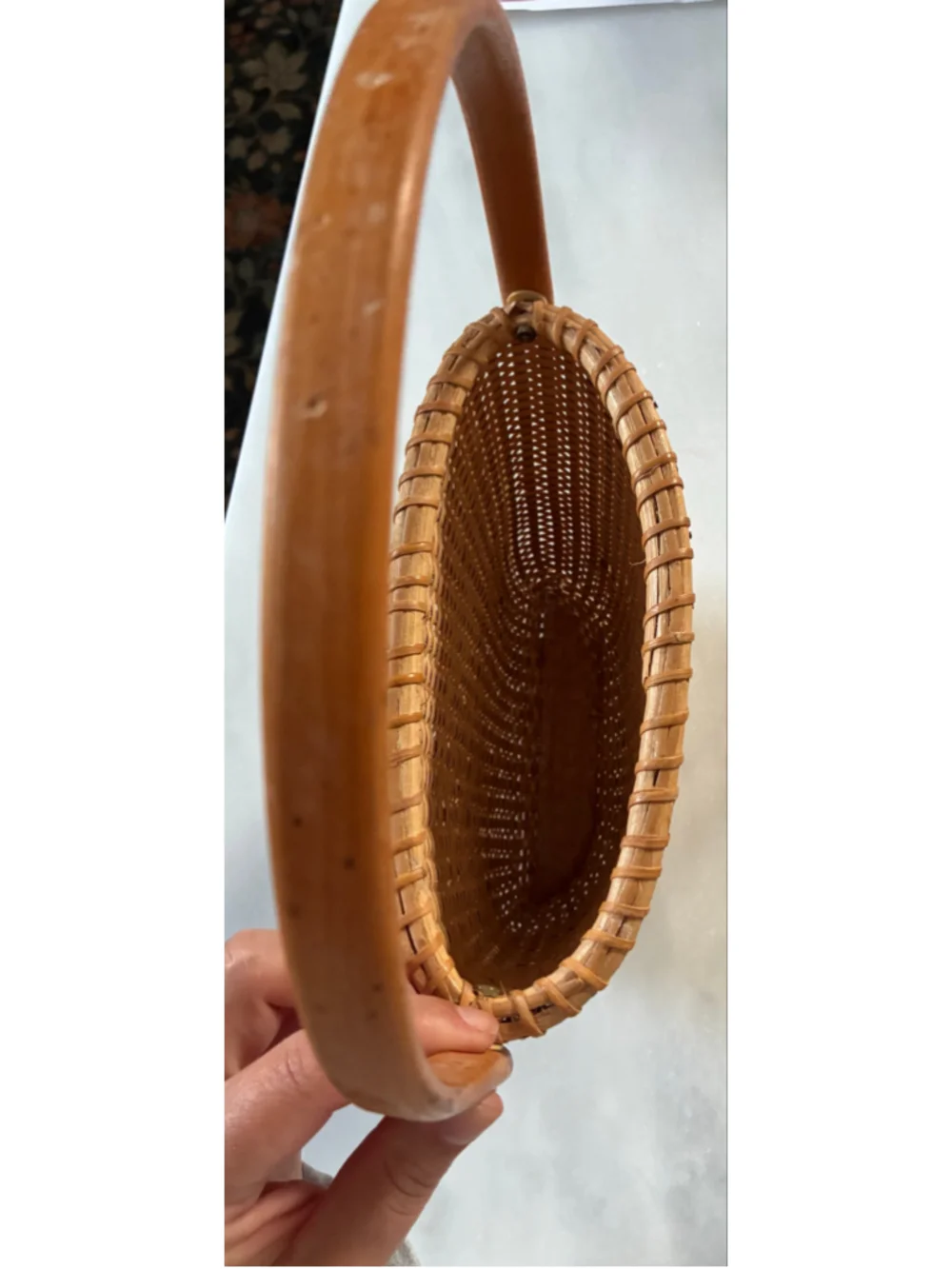 Nantucket style Woven Rattan Basket / Tote Bag